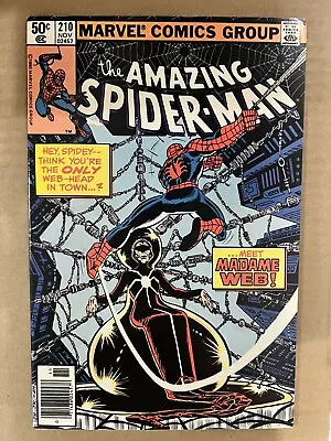 Buy Amazing Spider-Man 210 VF+ 8.5 NEWSSTAND 1st APP Madame Web Cassandra Webb 1980 • 79.15£