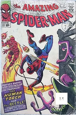 Buy Amazing Spider-Man #21 Marvel Comics 1965 Silver Age Beetle App 🔑 Stan Lee G/G- • 99.99£