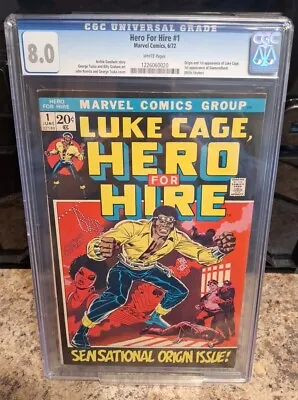 Buy Hero For Hire #1 CGC 8.0 1st Appearance Of Luke Cage WHITE PAGE OLD LABEL! • 561.73£