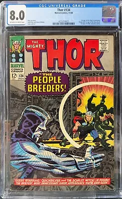 Buy Thor #134 (1966) CGC 8.0 OWW KEY 1st App. High Evolutionary, Man Beast, Etc. • 240.18£