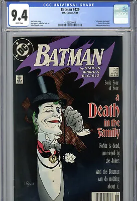 Buy Batman #429 (1989) DC CGC 9.4 White Newsstand Death In The Family • 59.14£