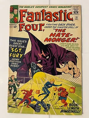 Buy Fantastic Four # 21 FN Marvel Comic Book Human Torch Thing Dr. Doom Fury 7 LD2 • 317.77£