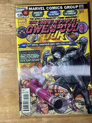 Buy Unbelievable Gwenpool #21 (2017) Marvel Legacy Fantastic Four #200 3d Variant Nm • 6.50£