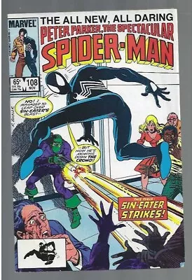 Buy 1985 Marvel-Peter Parker-the Spectacular Spider-Man #108=Sin Of Pride-65 Cent-VF • 7.12£