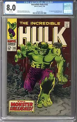 Buy Incredible Hulk #105 CGC 8.0 • 313.04£