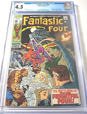 Buy Fantastic Four #94 CGC 4.5 1970 Off White To White Pages Key Issue Comic  • 80.43£