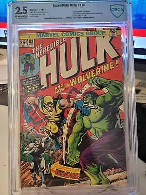 Buy KEY 1st App WOLVERINE Incredible Hulk #181 (1974) Marvel Comic CBCS 2.5 • 1,593.44£