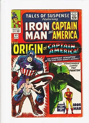 Buy Tales Of Suspense 63 Iron Man Captain America Origin Kirby Marvel Comic • 80.35£