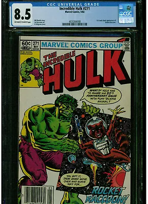 Buy Incredible Hulk #271 Cgc 8.5 1st Appearance Rocket Raccoon In Comic Book 1982 • 179.90£