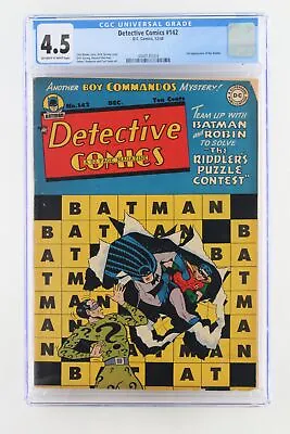 Buy Detective Comics #142 - DC 1948 CGC 4.5 2nd Appearance Of The Riddler. • 2,216.87£