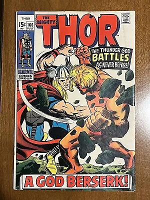 Buy The Mighty Thor #166/Silver Age Marvel Comic Book/Warlock/VG+ • 40.37£