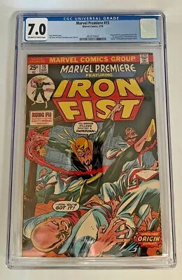 Buy Marvel Premiere #15 CGC 7.0 1974 Key Book Origin And 1st Appearance Of Iron Fist • 194.64£