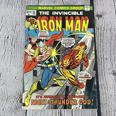 Buy Marvel Comics Group The Invincible Iron Man #66 Iron Man Vs Thor 1974 • 19£