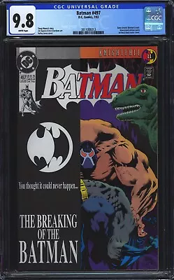 Buy Batman #497 CGC 9.8 NM/MT WP Bane Breaks Batman's Back KEY Knightfall DC 1993 • 78.51£