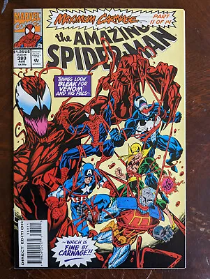 Buy Amazing Spider-Man #380 NM- 9.0 Venom Maximum Carnage WHITE Pages! High Grade! • 15.18£