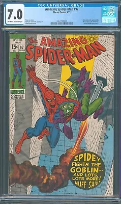 Buy Amazing Spider-Man #97, Marvel (1967), CGC 7.0 (FN/VF) - Drug Story • 120.88£