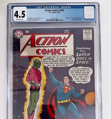 Buy Action Comics #242 Origin & 1st App. Brainiac Vintage Superman DC 1958 CGC 4.5 • 2,009.89£