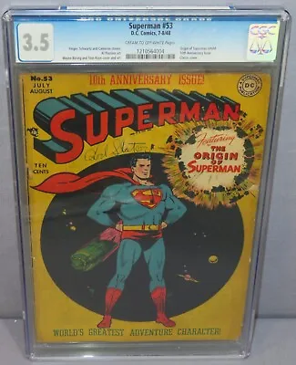 Buy SUPERMAN #53 (Classic Cover, Origin Retold) CGC 3.5 VG- DC Comics 1948 • 1,029.04£