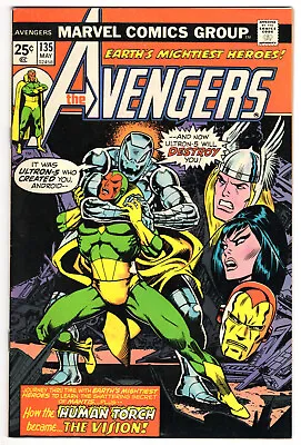 Buy Avengers #135 Very Fine-Near Mint 9.0 Human Torch Origin Of The Vision Ultron • 35.56£