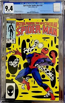 Buy Spectacular Spider-Man #99 CGC 9.4 WT Key 1st Cover Appearance Of Spot! 1985 • 94.87£