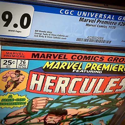 Buy MARVEL PREMIERE #26 CGC 9.0 WP 1st Solo HERCULES CYLLA Zeus MCU Marvel 1975 • 61.24£
