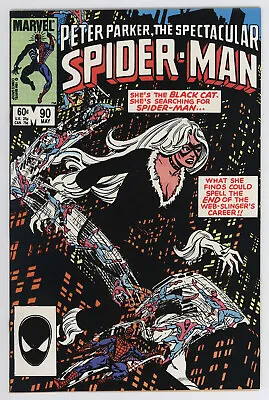 Buy SPECTACULAR SPIDER-MAN #90 NM 9.4+  BLACK CAT Cover - 1st Black Costume - 1984 • 54.97£