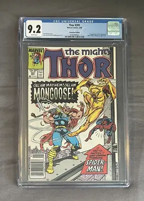 Buy Thor #391 Newsstand - CGC 9.2 - 1st App Eric Masterson & Mongoose • 37.16£