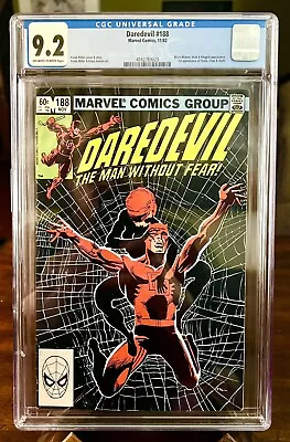 Buy Daredevil #188 - 9.2 CGC Graded - Iconic Frank Miller Black Widow Cover, 1982 • 41.70£