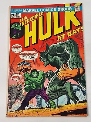 Buy The Incredible Hulk 171 Hulk Vs Abomination And Rhino Bronze Age 1974 • 39.52£