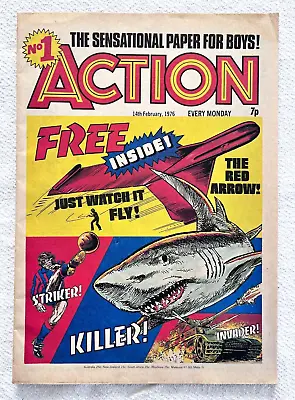 Buy ACTION #1 - 14/2/1976 - IPC - With Red Arrow Free Gift + Bag - High Grade VFN • 175£