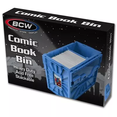 Buy BCW Comic Book Bin Heavy Duty Plastic Box Stackable Holds 150 Bagged In New Blue • 29.14£