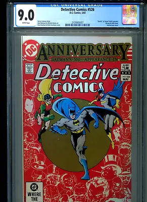 Buy Detective Comics #526 CGC 9.0 (1983) Batman Anniversary Issue White Pages • 55.96£