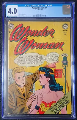 Buy Wonder Woman #51 💘 RARE BEAUTY CGC 4.0 OW/WH 💘 1952 • 279.41£