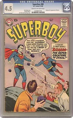 Buy Superboy #68 CGC 4.5 1958 0236601018 1st App. Bizarro • 739.56£
