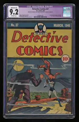Buy Detective Comics #37 CGC 9.2 OW Pgs Restored Highest Graded Last Solo Batman • 23,985.61£