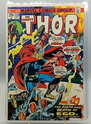 Buy THOR #228 Marvel Comics Origin Of Ego The Living Planet/ Avengers/ Galactus 1974 • 7.50£
