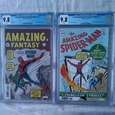 Buy Amazing Spider-man #1   Amazing Fantasy #15 Facsimile Set  Nm/mint  Cgc 9.8 🔥🔥 • 250£