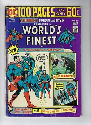 Buy World's Finest # 224 DC Comics 100 Pg Giant - Sons Of Superman & Batman Aug 1974 • 7.95£