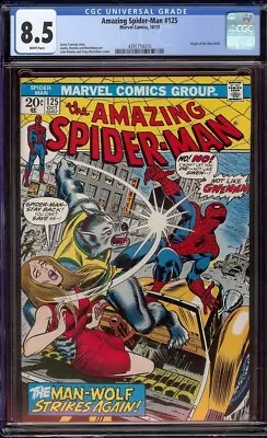 Buy Amazing Spider-Man # 125 CGC 8.5 White (Marvel, 1973) Origin Of Man-Wolf • 120.64£