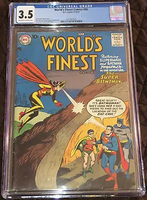 Buy 1957 DC Comics Worlds Finest #90 3rd Appearance Of Batwoman Graded CGC 3.5 • 157.66£