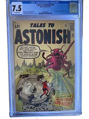 Buy TALES TO ASTONISH #39 CGC 7.5, Off White Pages 1st App Of Scarlet Beetle! • 347.57£