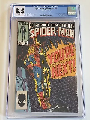 Buy Spectacular Spider-Man #103 NEWSSTAND CGC 8.5 White Pages 1st Peter David Story! • 36.18£