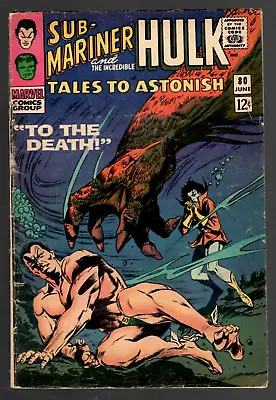 Buy TALES TO ASTONISH #80 Marvel Comics 1966 Submariner, Hulk , GD 2.0 Everett Art • 7.88£