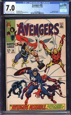 Buy Avengers #58 Cgc 7.0 Ow/wh Pages // Origin Of The Vision Marvel Comics 1968 • 55.97£