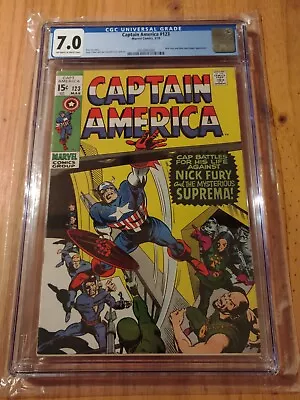 Buy Captain America #123 CGC 7.0 - Nick Fury App. & Mysterious Suprema 3/70 • 128.68£