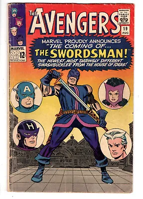 Buy Avengers #19 (1965) - Grade 4.0 - 1st Appearance Swordsman - Hawkeye Origin! • 39.98£