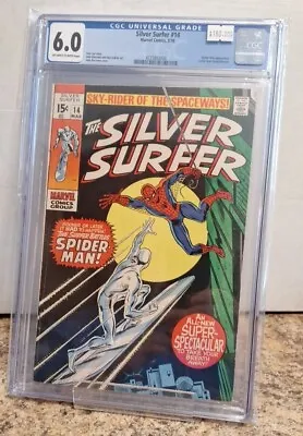 Buy Silver Surfer #14 CGC 6.0 Vs SPIDER-MAN Classic 1st Meeting And Battle 1970! • 143.91£