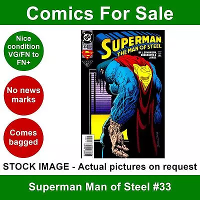 Buy DC Superman Man Of Steel #33 Comic - VG/FN+ 01 May 1994 • 3.99£