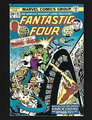 Buy Fantastic Four #167 VF- Kirby Perez Classic Hulk & Thing Team-Up Cover/Story • 16.60£