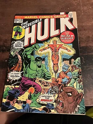 Buy THE INCREDIBLE HULK #178/ Marvel Comics, 1974/ Death & Rebirth Of Adam Warlock! • 9.50£